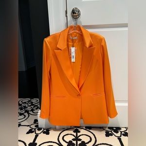 Alice + Olivia Denny Satin Blazer in Tangerine